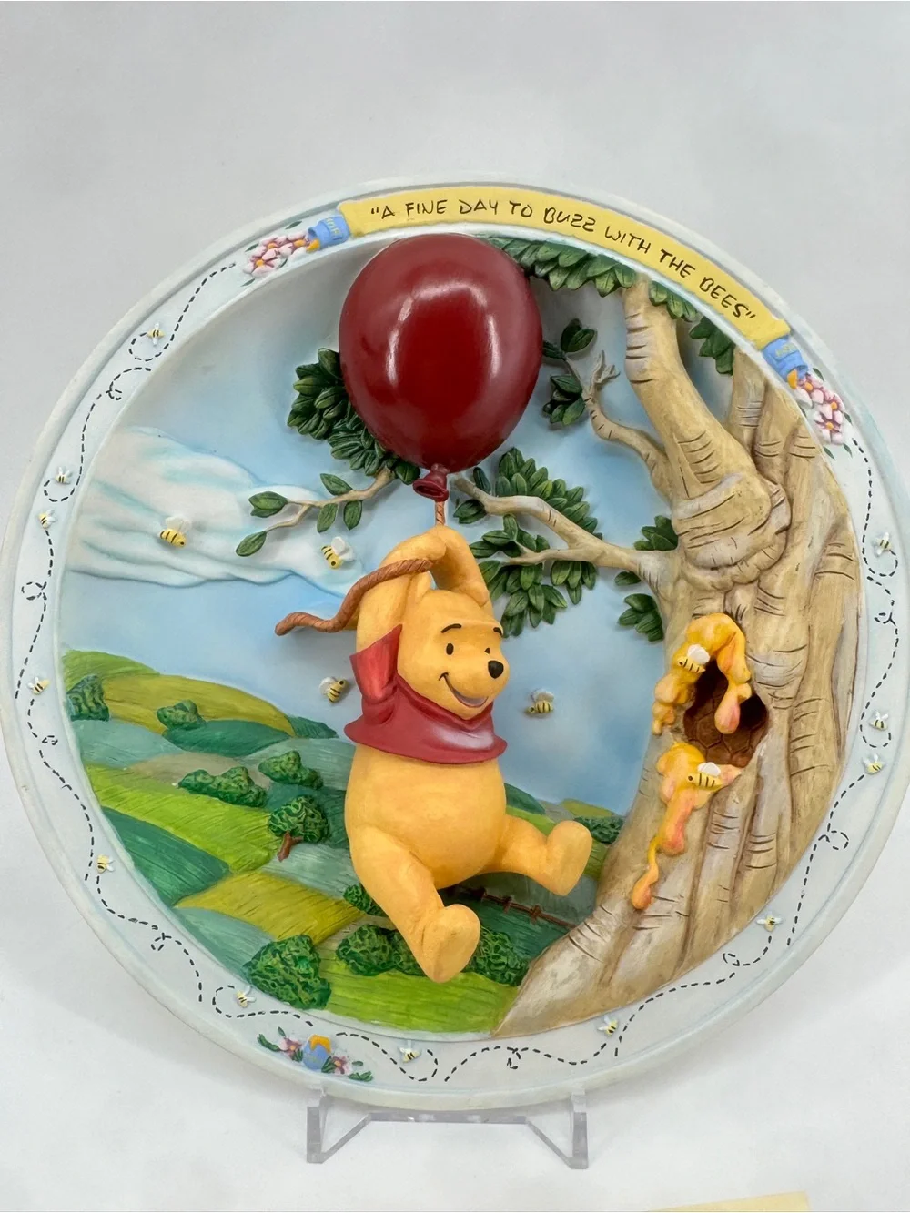 Vintage Winnie the Pooh Balloon Wall Plate - Yellow & Red